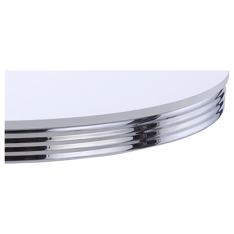 Retro Round 42-inch Wood Top Dining Table White and Chrome-3