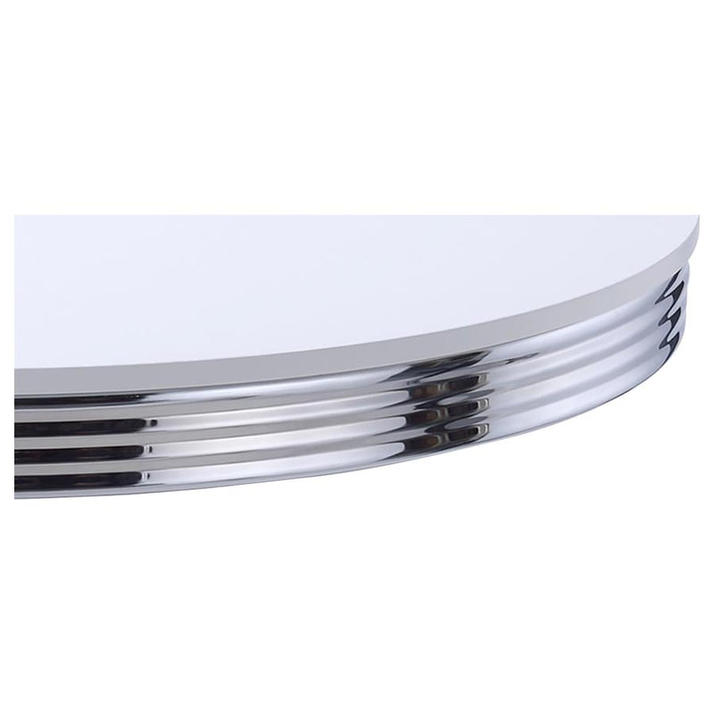 Retro Round 42-inch Wood Top Dining Table White and Chrome-zoom-