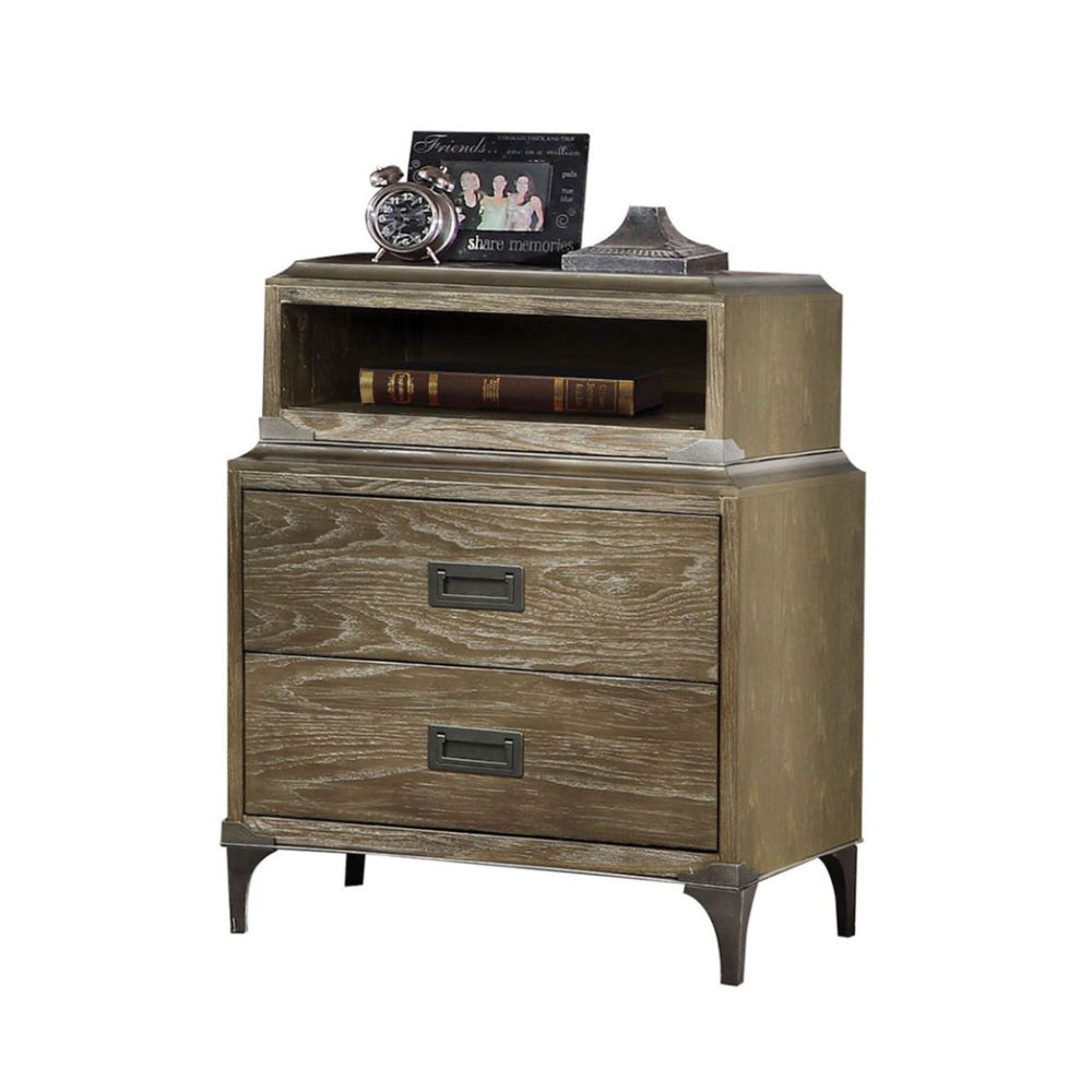 ACME Athouman USB Nightstand – front view – Lusso Furniture Miami