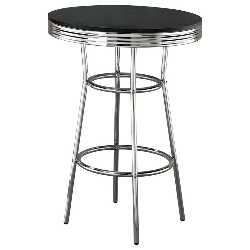 Retro 3-piece Round 1950s Bistro Pub Bar Table Set Black-zoom-