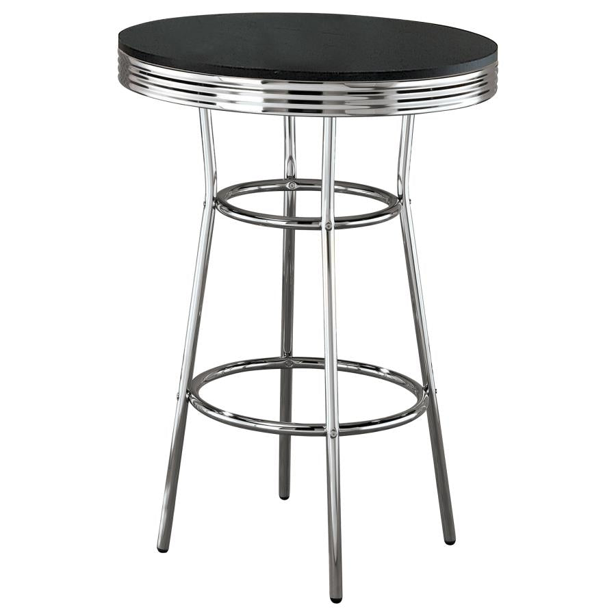 Retro Round 30-inch 1950's Bistro Pub Height Bar Table Black-1