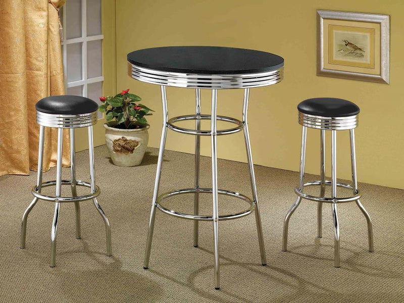 Retro Round 30-inch 1950's Bistro Pub Height Bar Table Black-zoom-