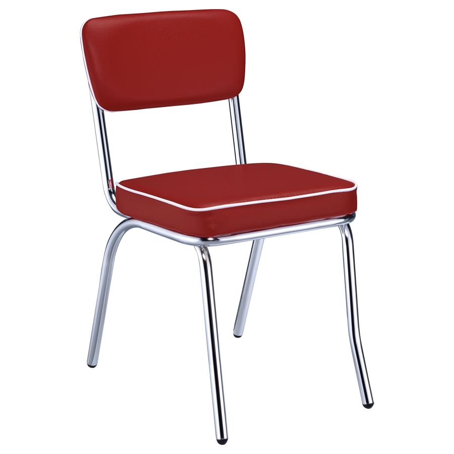 Retro Upholstered Dining Side Chair Red (Set of 2)-3