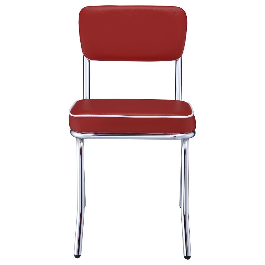 Retro Upholstered Dining Side Chair Red (Set of 2)-4