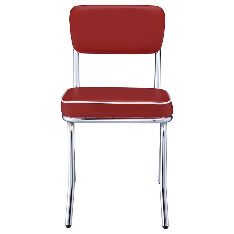 Retro Upholstered Dining Side Chair Red (Set of 2)-zoom-