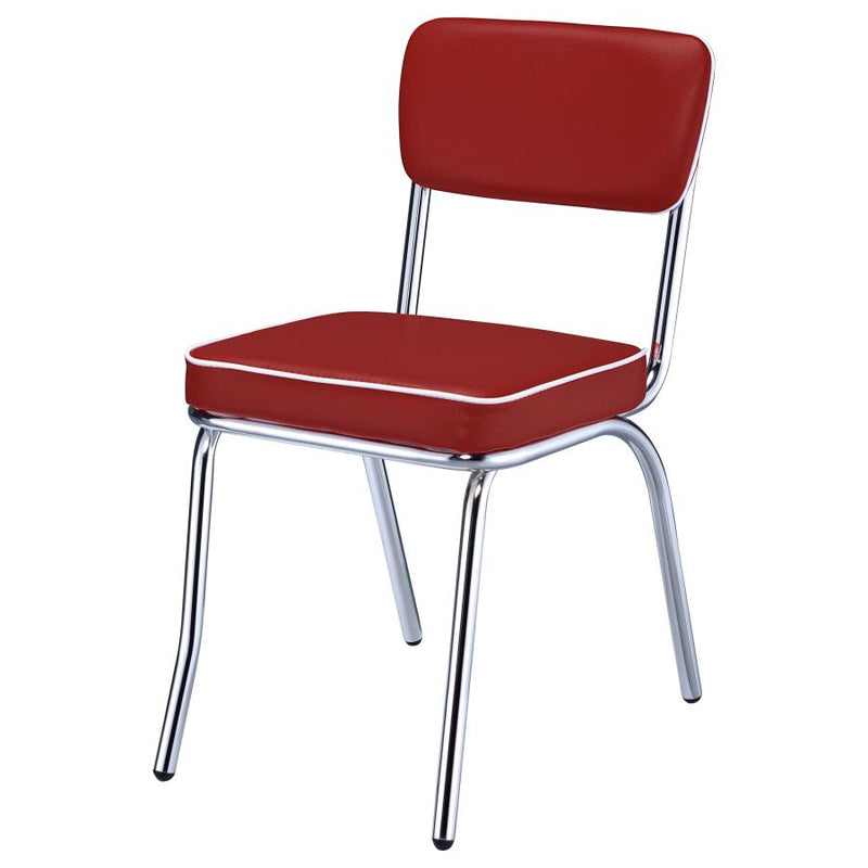 Retro Upholstered Dining Side Chair Red (Set of 2)-zoom-