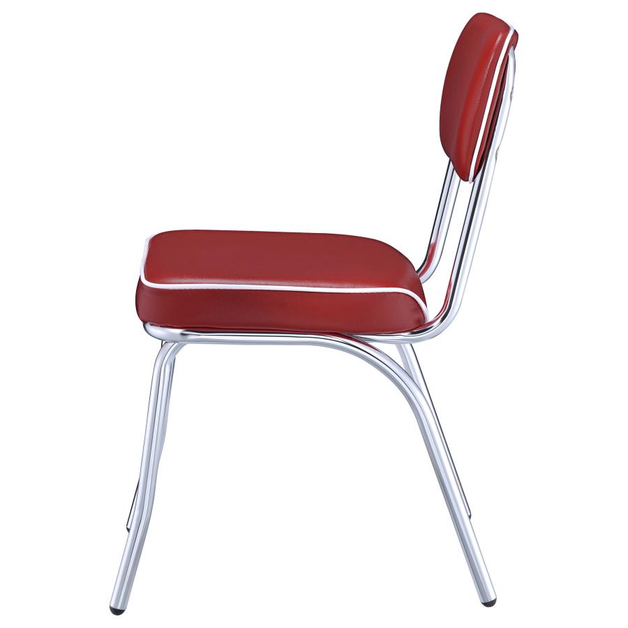 Retro Upholstered Dining Side Chair Red (Set of 2)-6