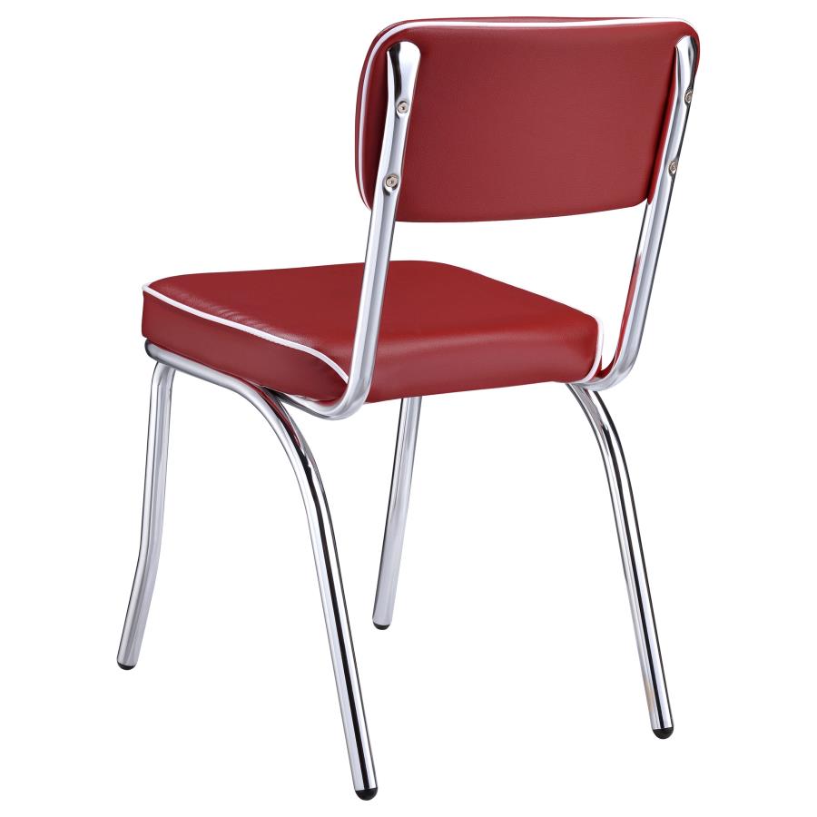 Retro Upholstered Dining Side Chair Red (Set of 2)-zoom-7