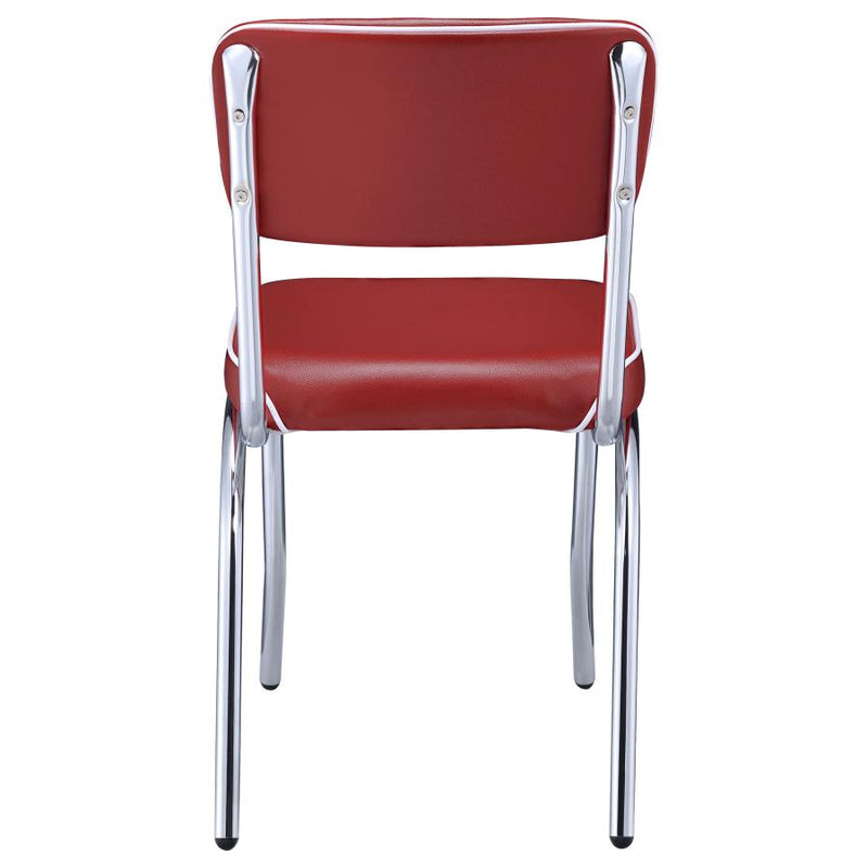 Retro Upholstered Dining Side Chair Red (Set of 2)-zoom-