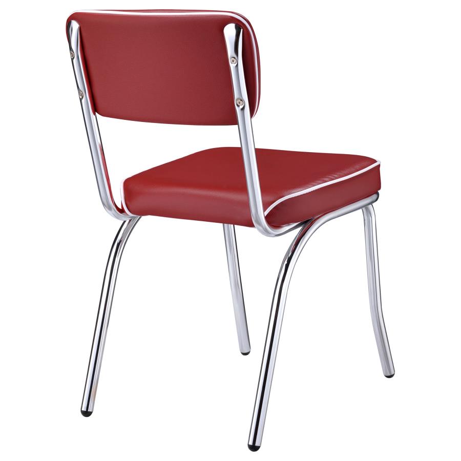 Retro Upholstered Dining Side Chair Red (Set of 2)-zoom-9
