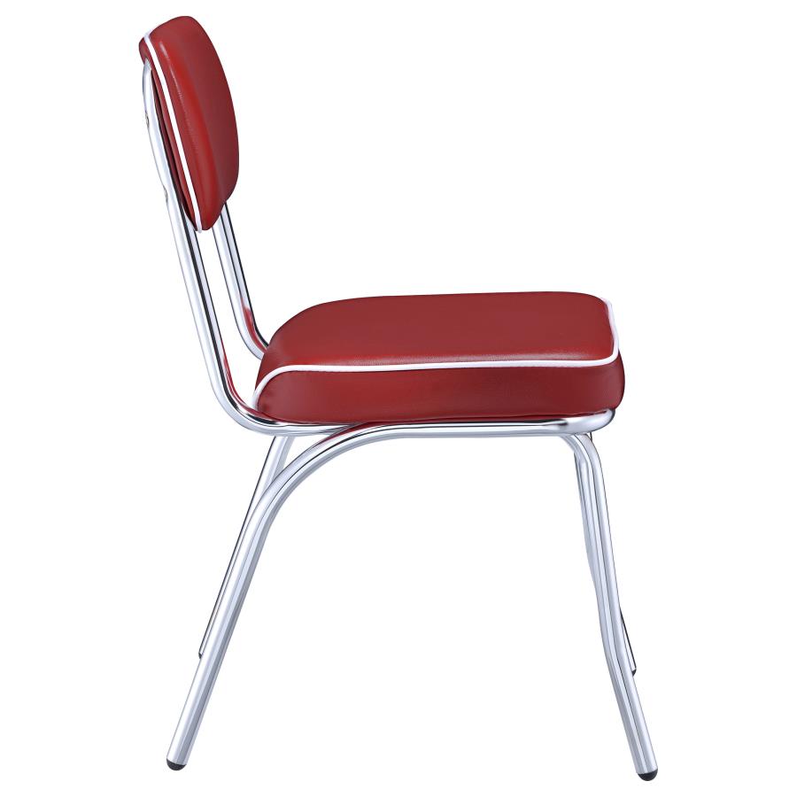 Retro Upholstered Dining Side Chair Red (Set of 2)-zoom-10