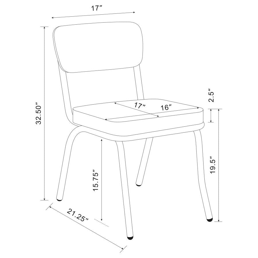 Retro Upholstered Dining Side Chair Red (Set of 2)-12