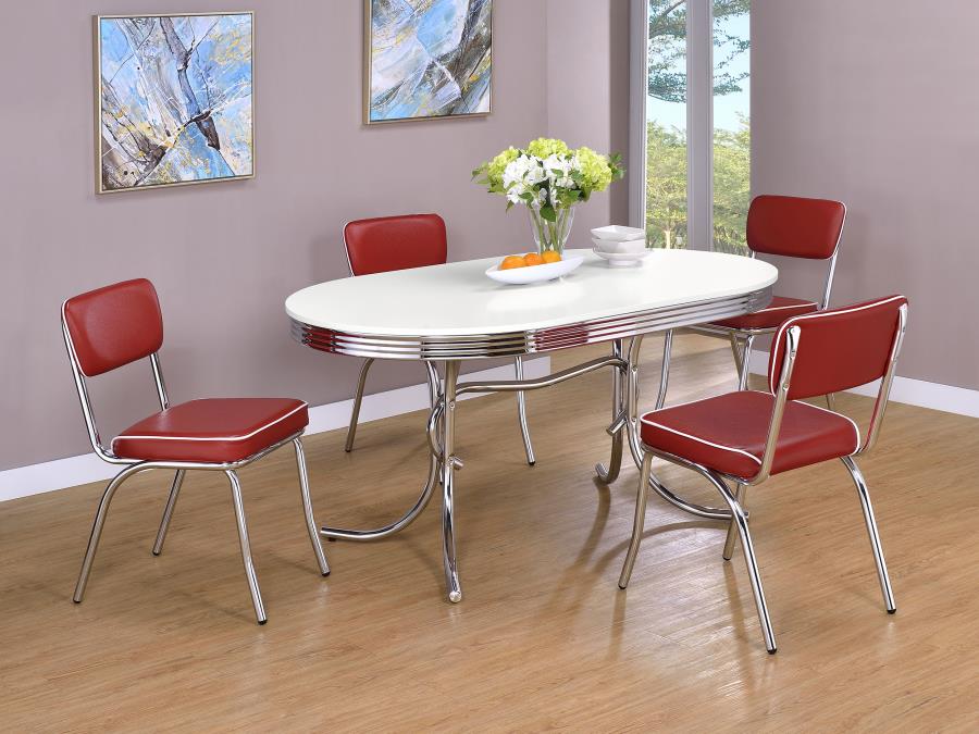 Retro Upholstered Dining Side Chair Red (Set of 2)-zoom-13