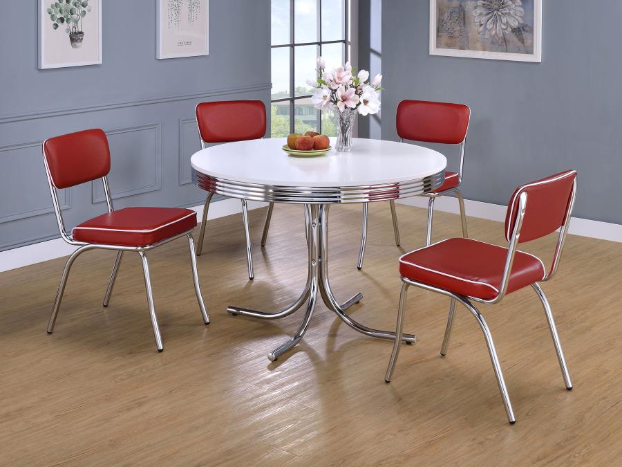 Retro Upholstered Dining Side Chair Red (Set of 2)-14