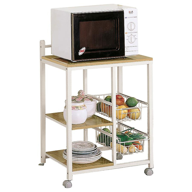 Kelvin 2-shelf Mobile Kitchen Cart Natural Brown and White-zoom-