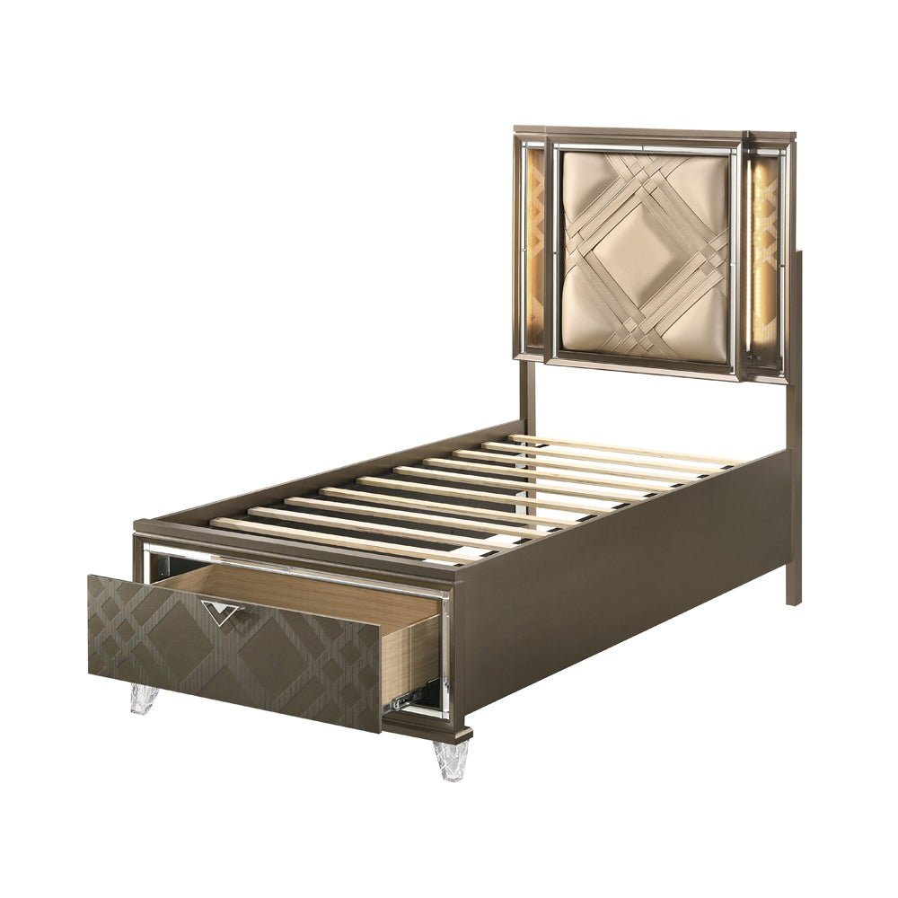 ACME Skylar LED Storage Bed – angle view – Lusso Furniture Miami