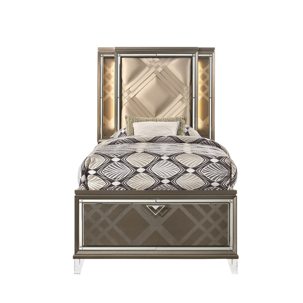 ACME Skylar LED Storage Bed – side view – Lusso Furniture Miami