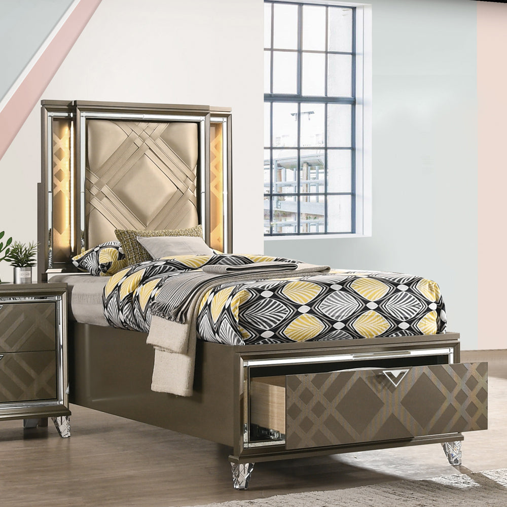 ACME Skylar LED Storage Bed – front view – Lusso Furniture Miami