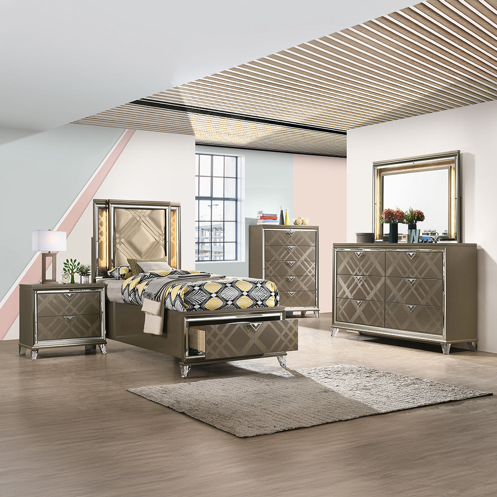 ACME Skylar LED Storage Bed – back view – Lusso Furniture Miami
