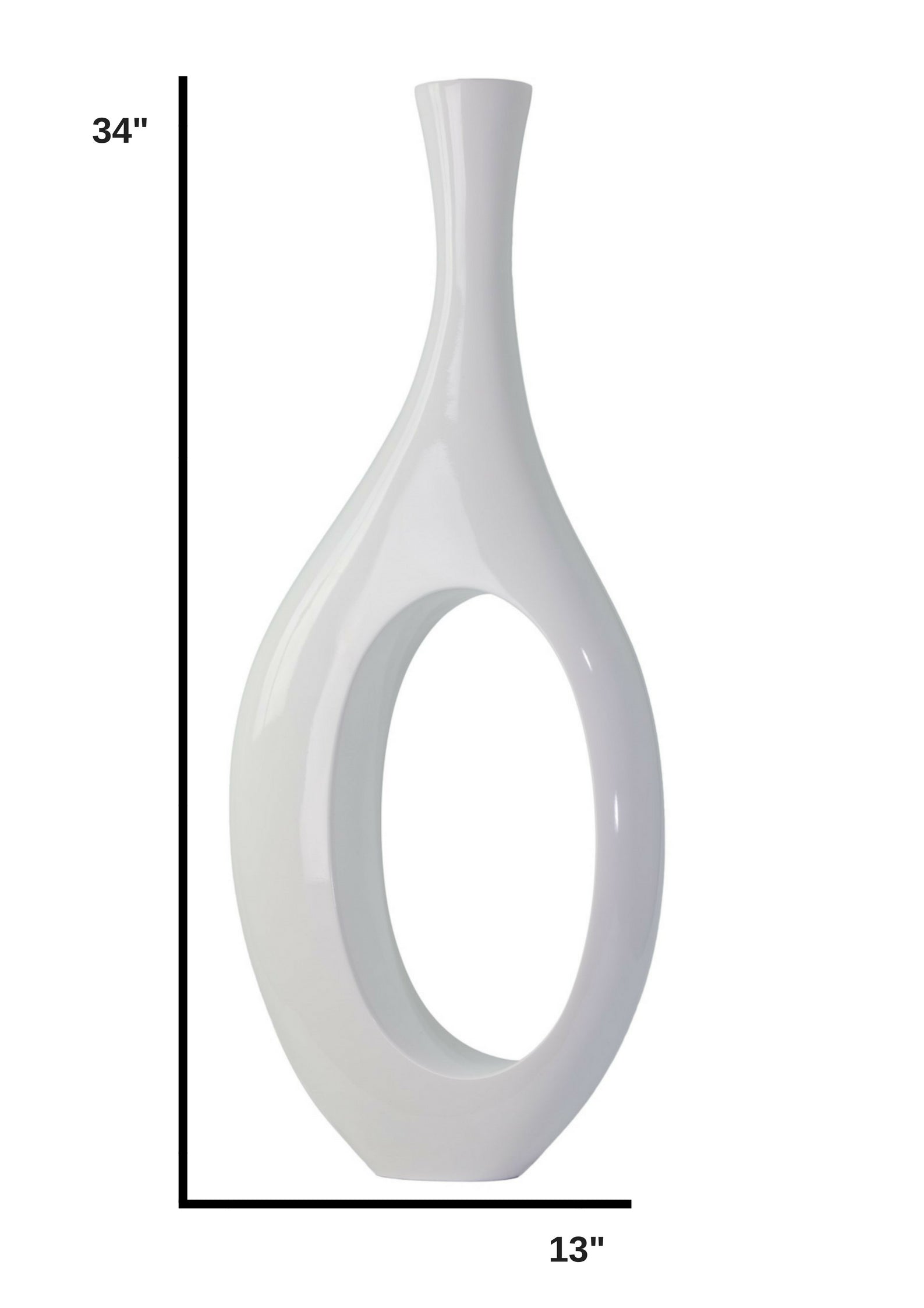 Set of Two- Trombone Decorative Vases, Glossy White-1