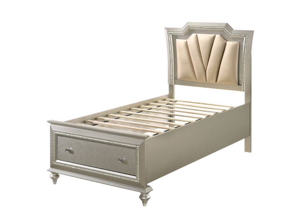 ACME Kaitlyn LED Storage Bed – front view – Lusso Furniture Miami