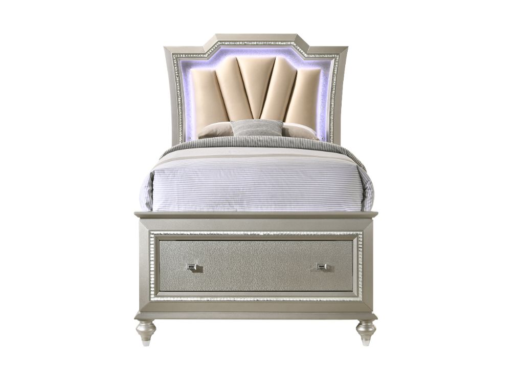 ACME Kaitlyn LED Storage Bed – angle view – Lusso Furniture Miami