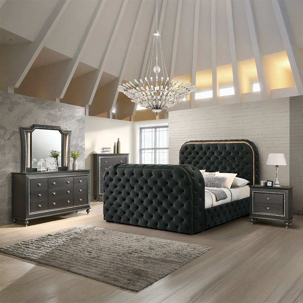 ACME Kaitlyn Nightstand – room setting – Lusso Furniture Miami