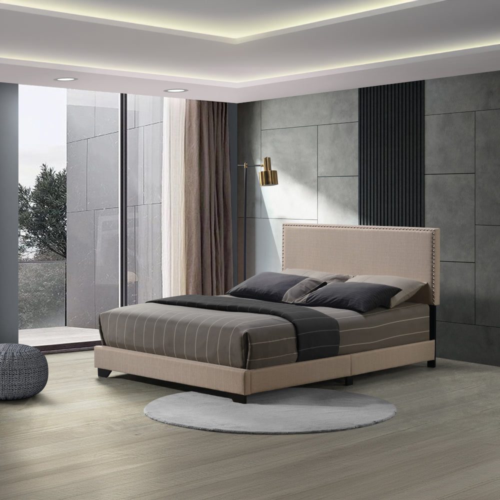ACME Leandros Upholstered Bed – front view – Lusso Furniture Miami