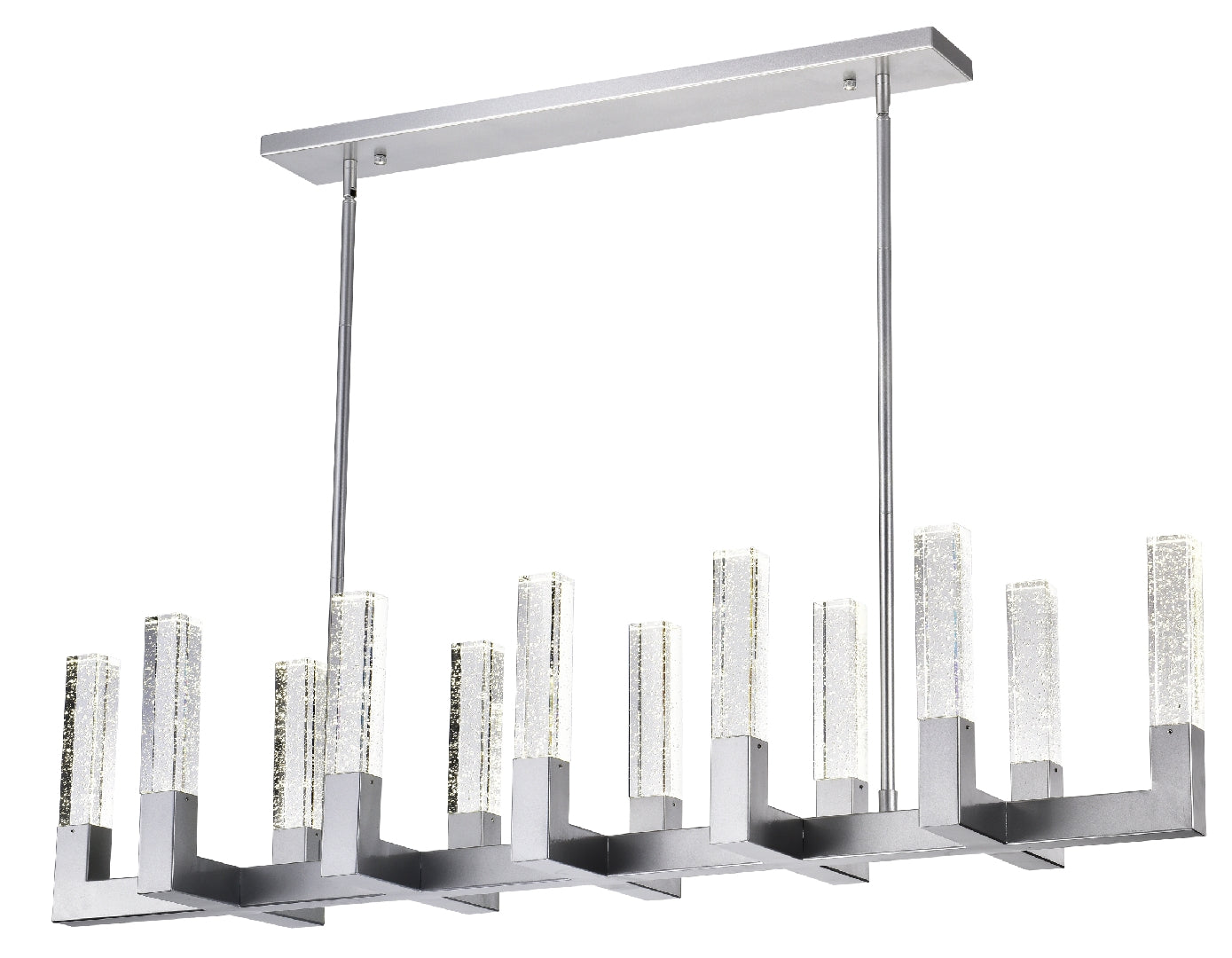 12 Light Rectangular Crystal Dianyi LED Chandelier // Silver-zoom-1