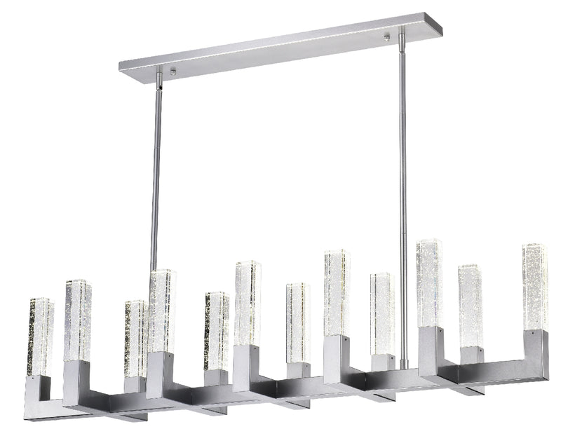 12 Light Rectangular Crystal Dianyi LED Chandelier // Silver-zoom-