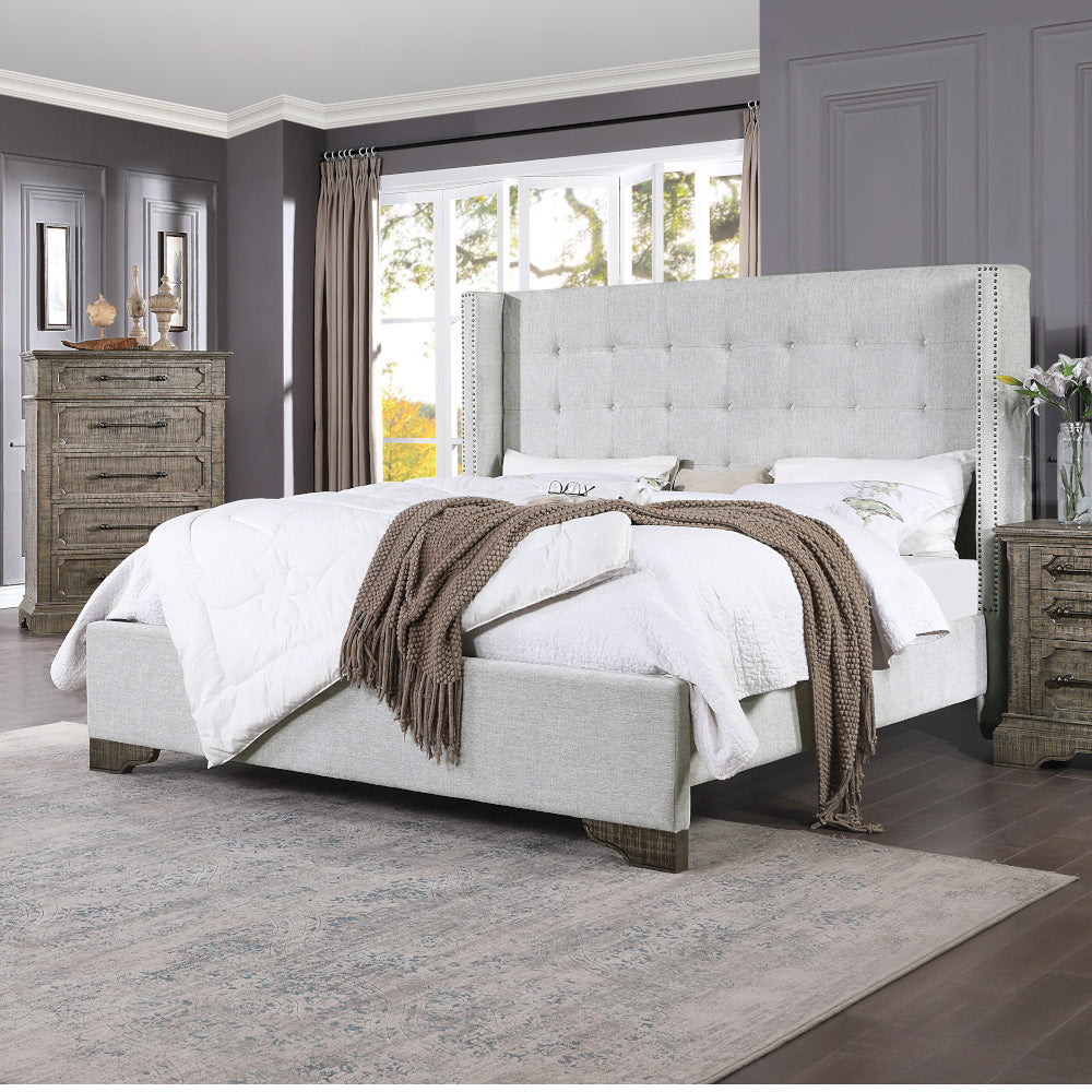 ACME Artesia Upholstered Bed – front view – Lusso Furniture Miami