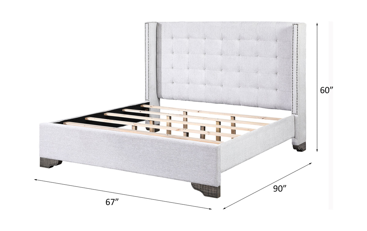 ACME Artesia Upholstered Bed – angle view – Lusso Furniture Miami