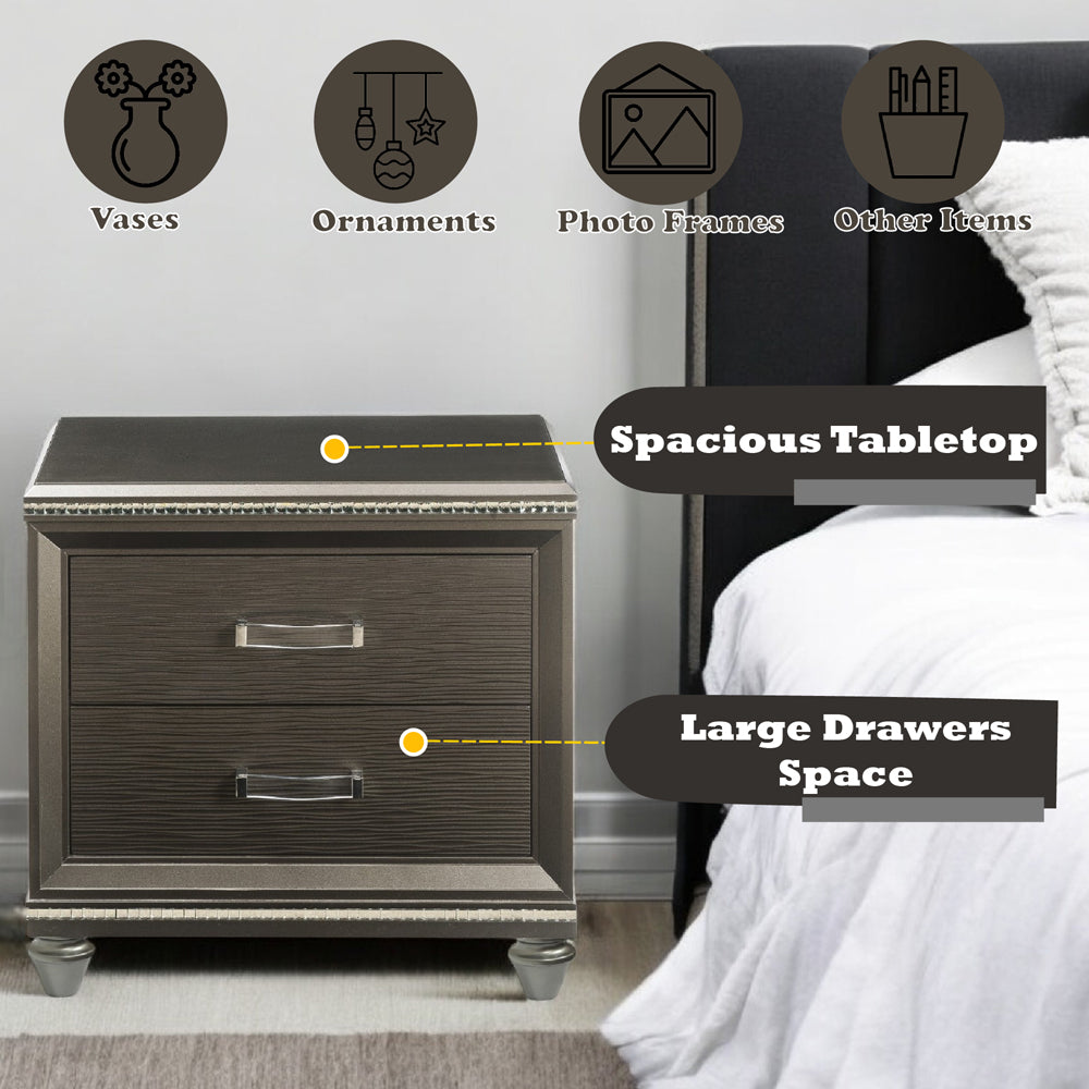 ACME Sadie Nightstand – side view – Lusso Furniture Miami