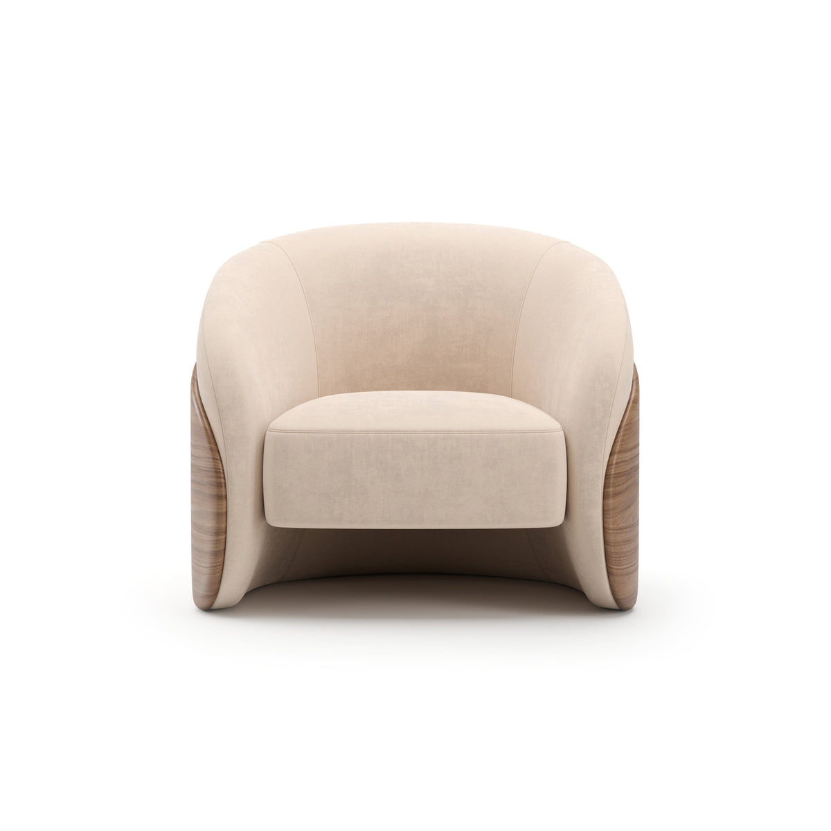 Caracole Fleur Wood Back Lounge Chair – front view – Lusso Furniture Miami