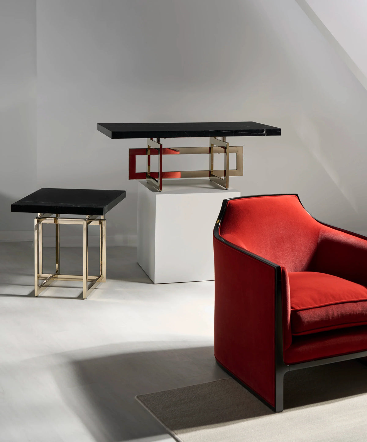 Caracole Wish You Were Here Square Table – angle view – Lusso Furniture Miami