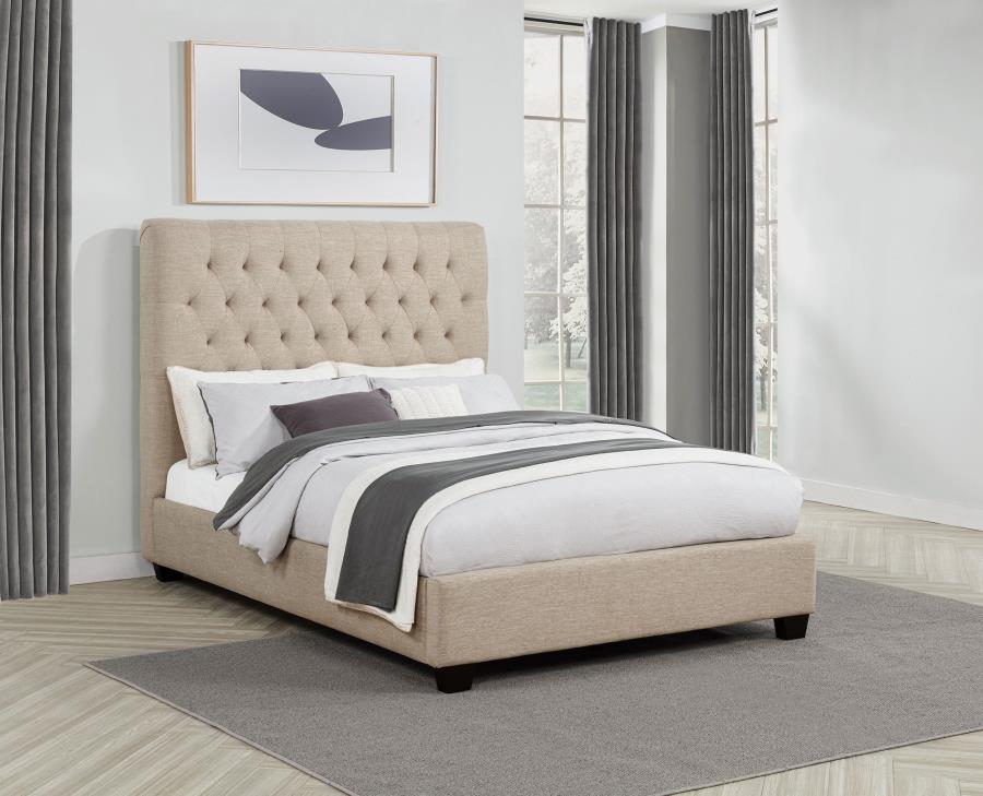 Chloe Upholstered Full Panel Bed Oatmeal-zoom-2