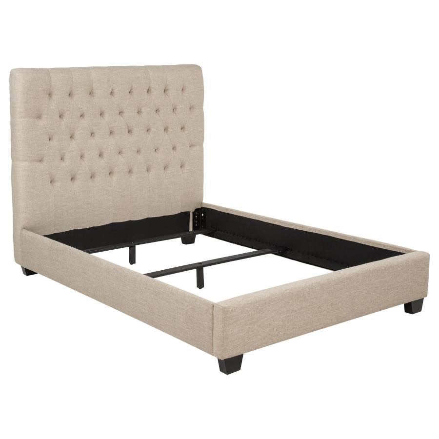 Chloe Upholstered Full Panel Bed Oatmeal-1