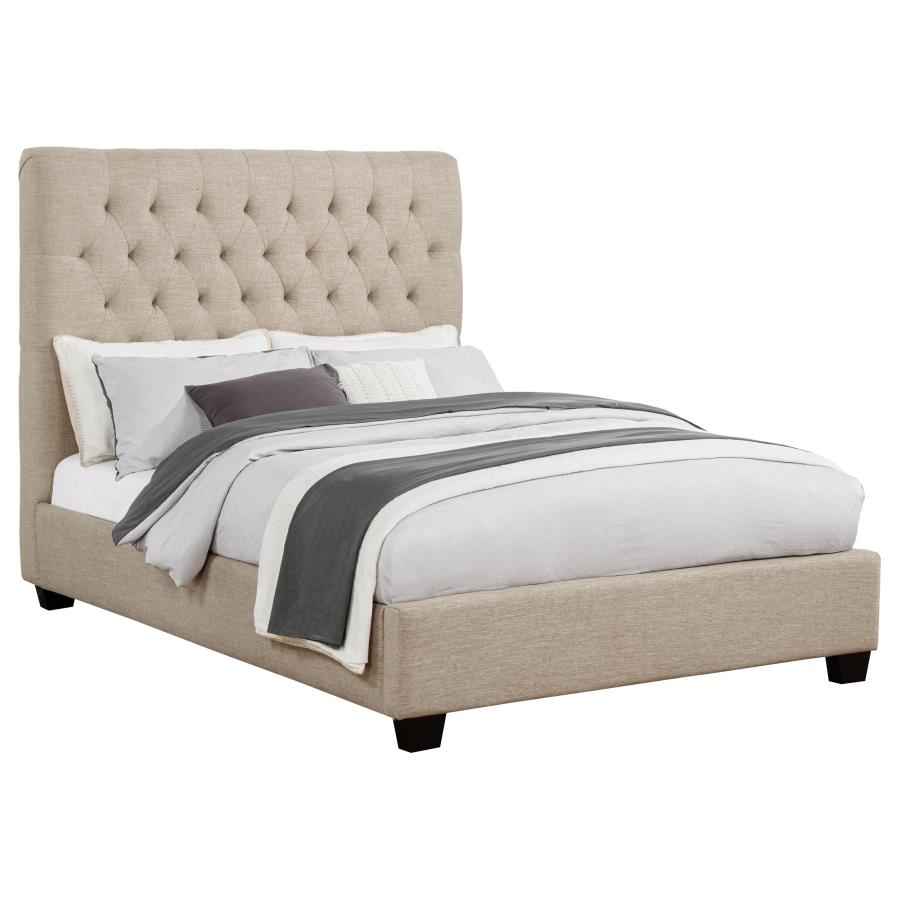 Chloe Upholstered Full Panel Bed Oatmeal-3