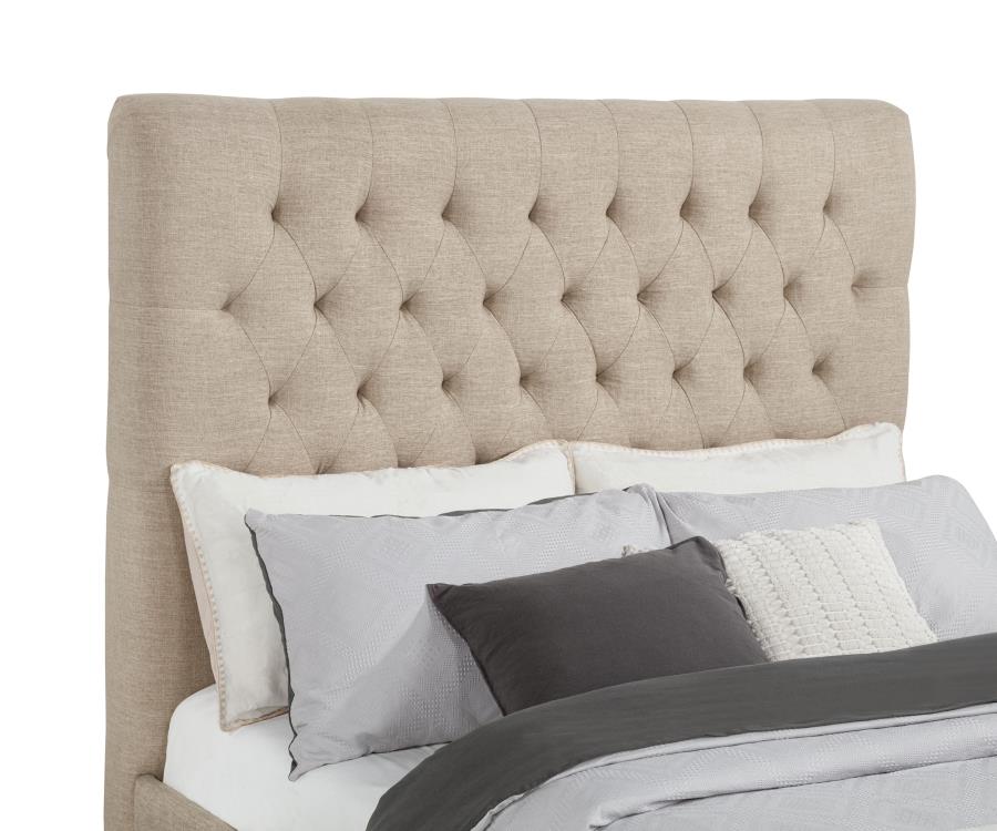 Chloe Upholstered Full Panel Bed Oatmeal-7
