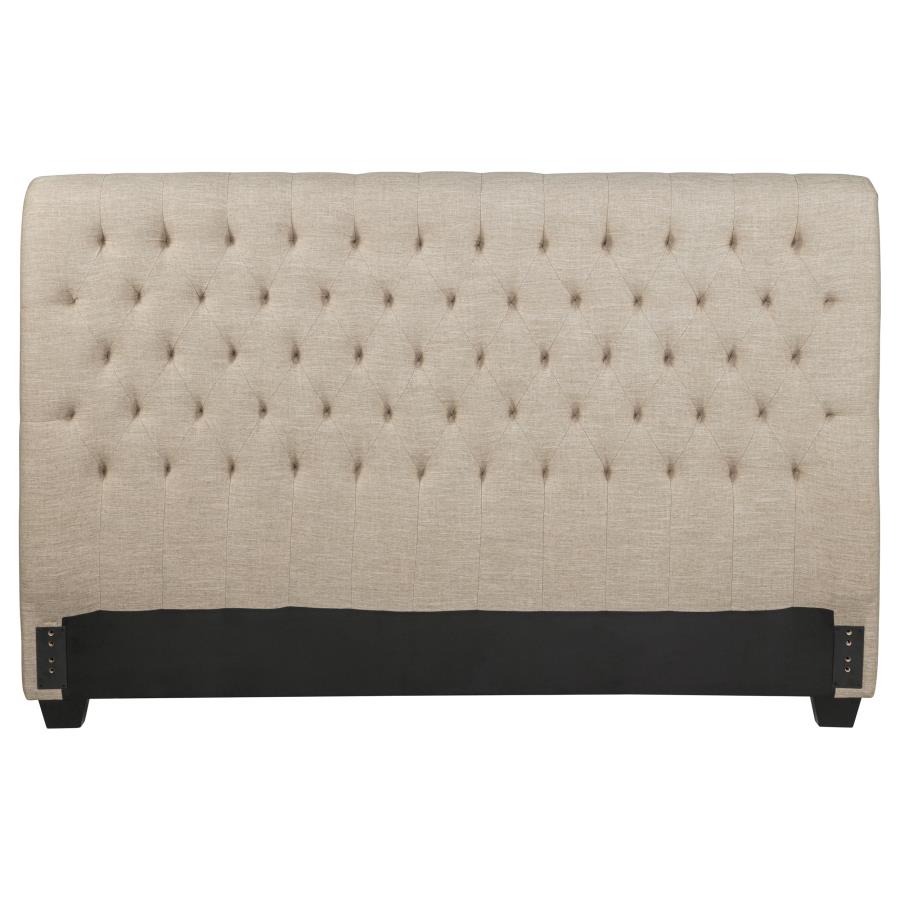 Chloe Upholstered Eastern King Panel Headboard Oatmeal-2