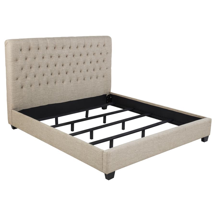 Chloe Upholstered Eastern King Panel Bed Oatmeal-zoom-1