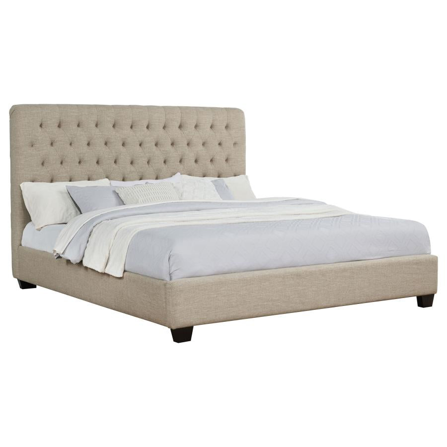 Chloe Upholstered Eastern King Panel Bed Oatmeal-zoom-3