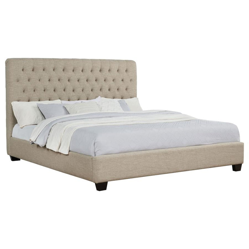Chloe Upholstered Eastern King Panel Bed Oatmeal-zoom-