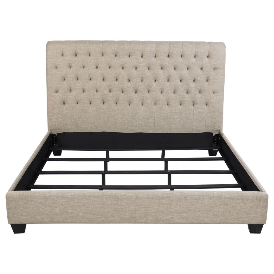 Chloe Upholstered Eastern King Panel Bed Oatmeal-4