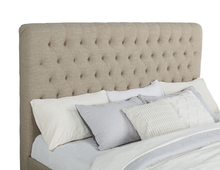 Chloe Upholstered Eastern King Panel Bed Oatmeal-7