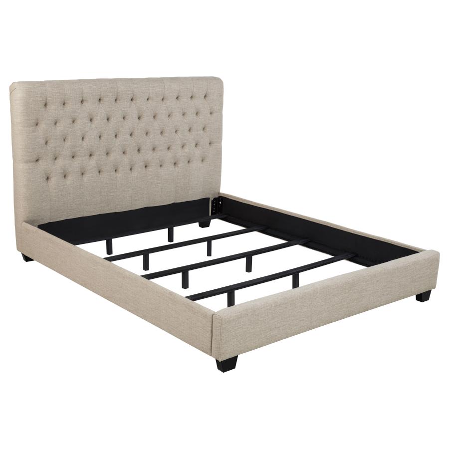 Chloe Upholstered California King Panel Bed Oatmeal-1