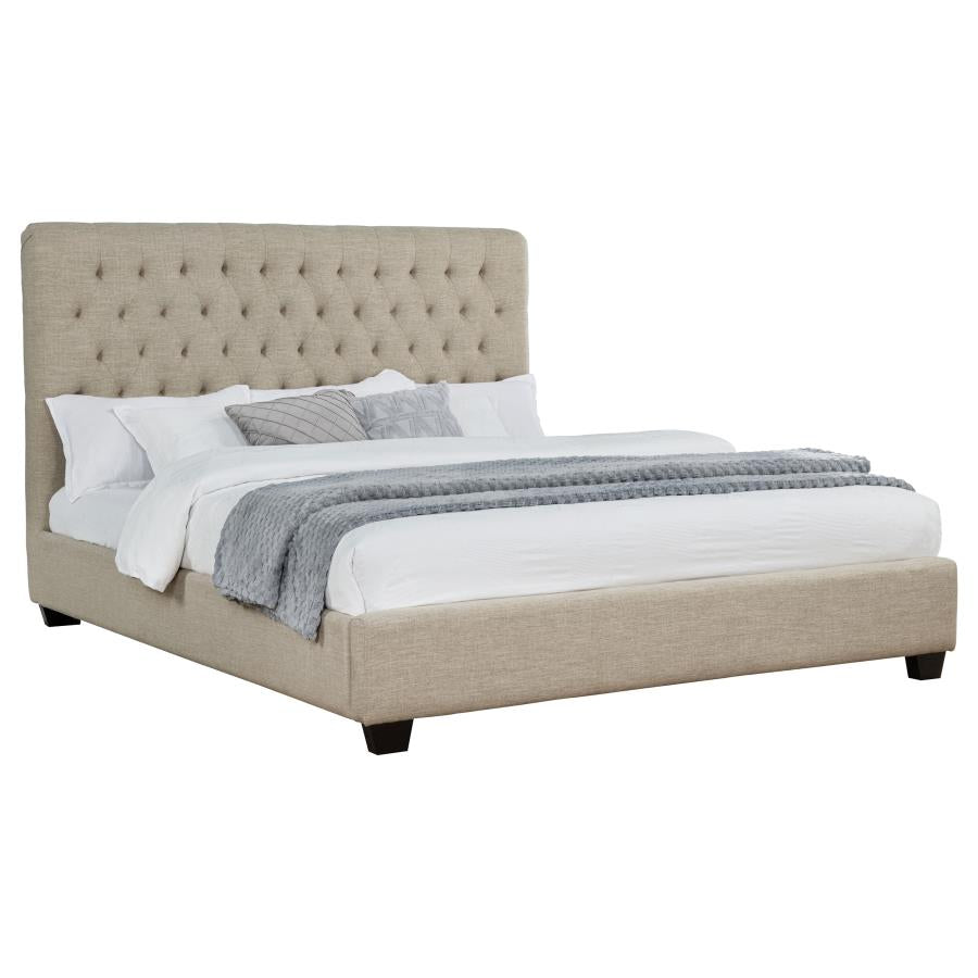 Chloe Upholstered California King Panel Bed Oatmeal-zoom-3
