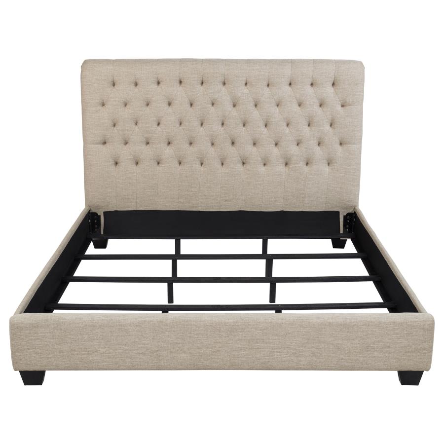Chloe Upholstered California King Panel Bed Oatmeal-4