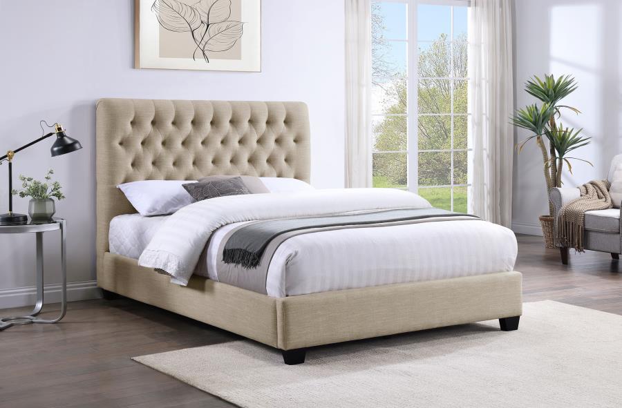 Chloe Upholstered Queen Panel Bed Oatmeal-2