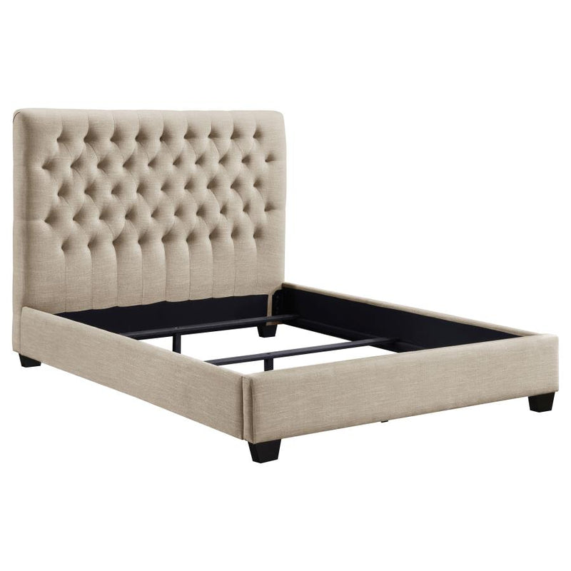 Chloe Upholstered Queen Panel Bed Oatmeal-zoom-